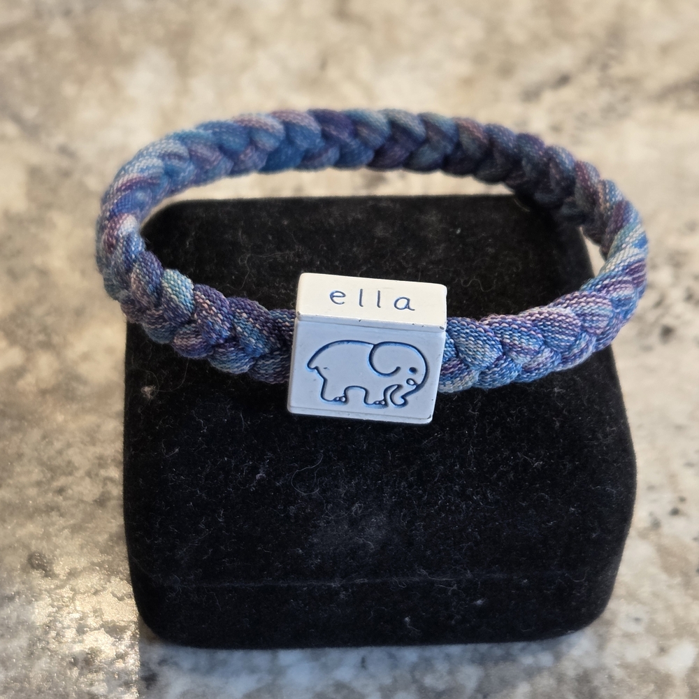 Ivory Ella Blue Braided Bracelet with Elephant Charm